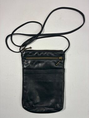 Women's Black Leather Crossbody Bag - Simple Everyday Carry